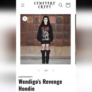 NWOT CemeteryCrypt  Wendigo's Revenge Hoodie Sz L Black Unisex